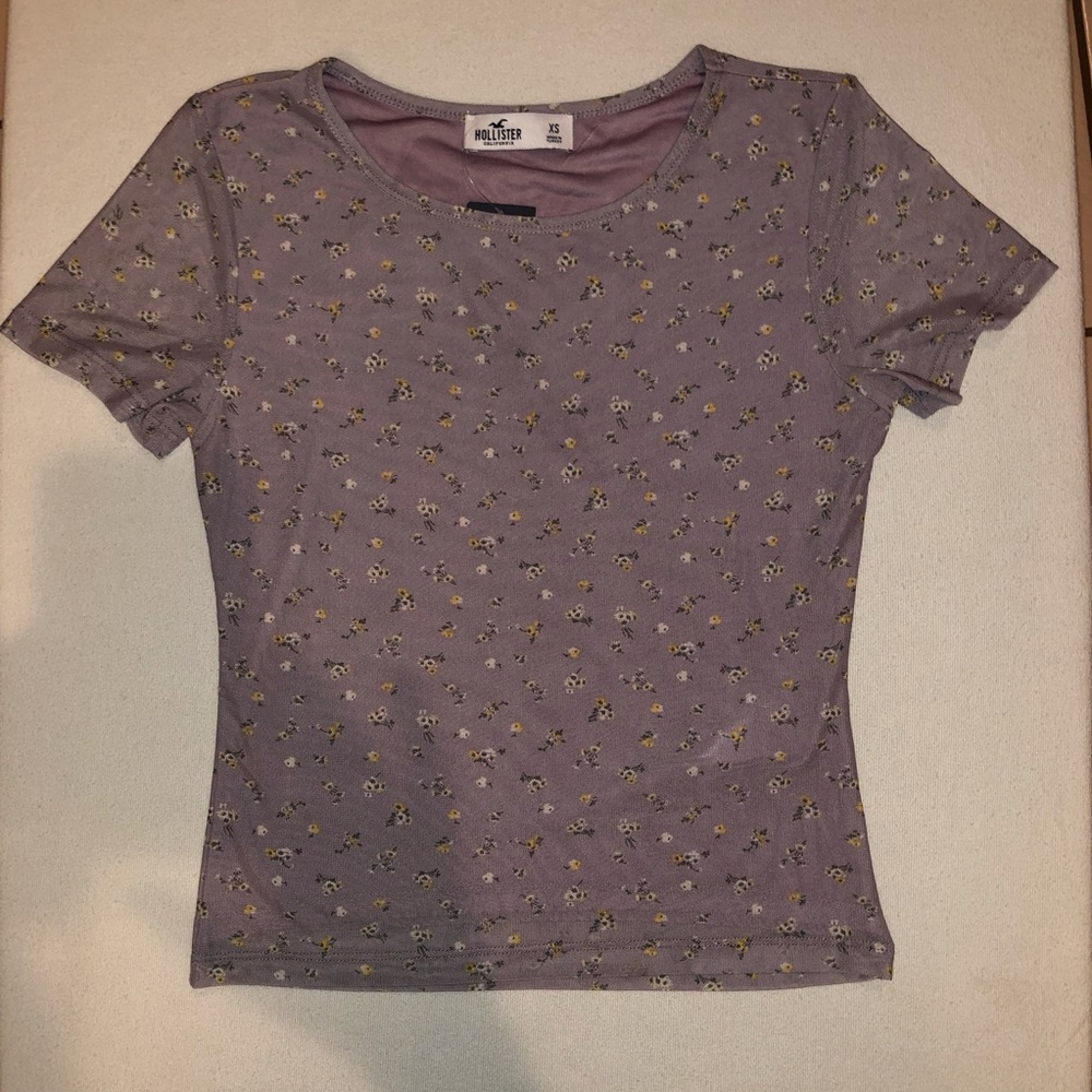 New Hollister Purple Floral Crop Top Tee Size XS